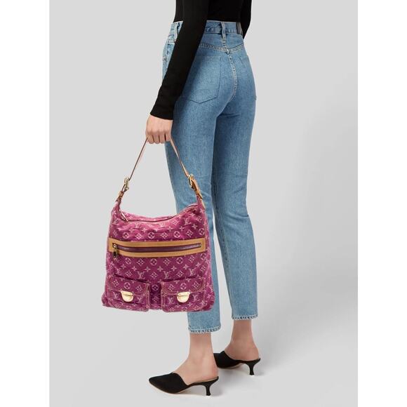 Louis Vuitton Baggy Shoulder Bag Pink Fuchsia Denim SD0036 - Picture 1 of 14